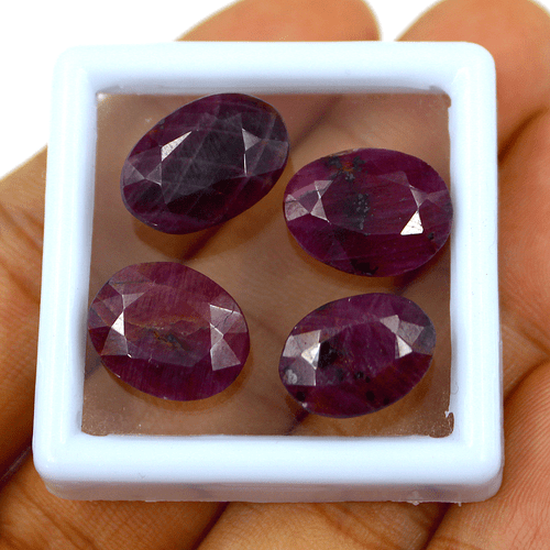 Lote de 4 piedras preciosas sueltas corte ovalado 14 mm-16 mm rubí natural sin tratar minas de Kenia - Imagen 6 de 13