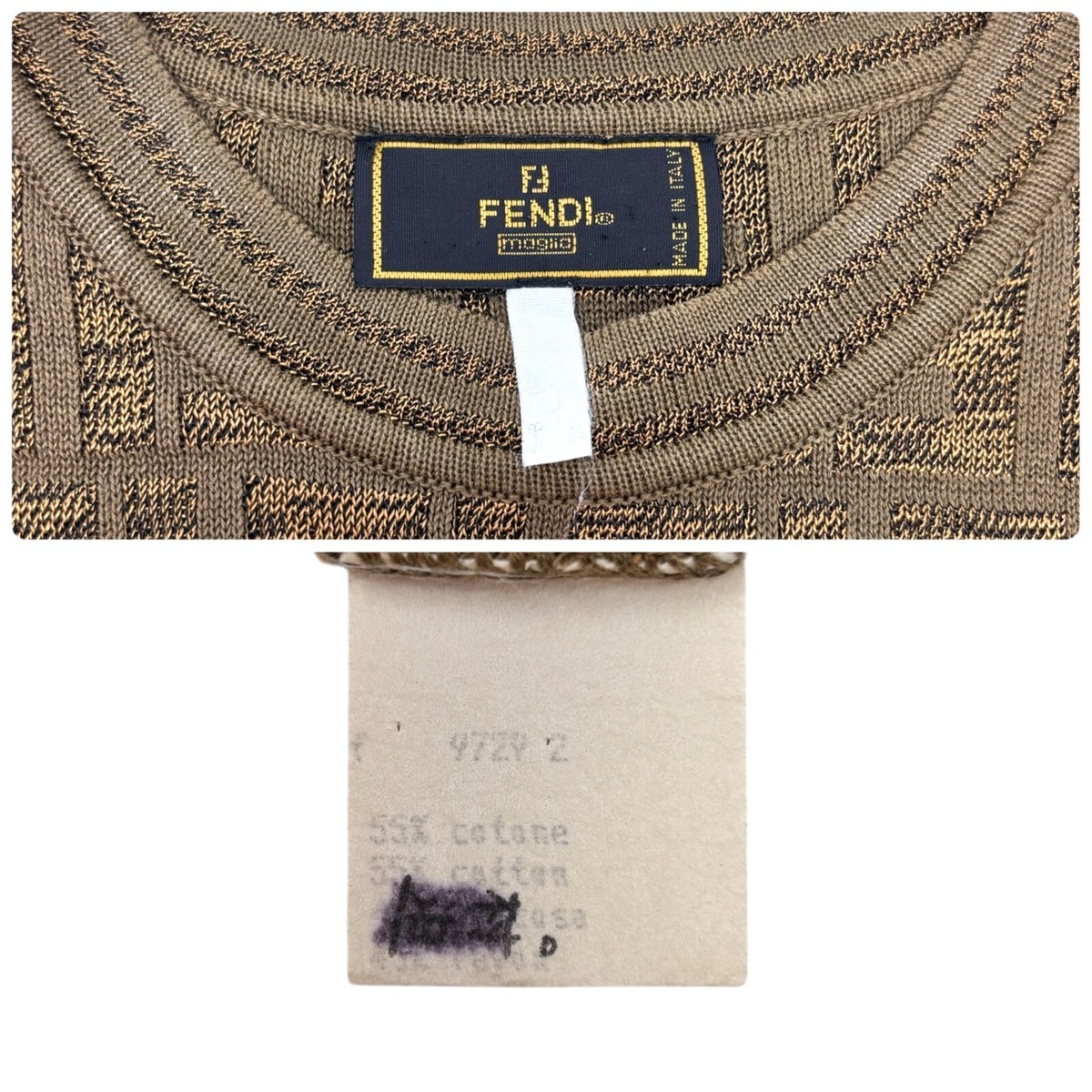 90s Vintage FENDI カットソー MADE IN ITALY Vintage FENDI 90s Velvet Embossed Logo Long Sleeve T Shirt