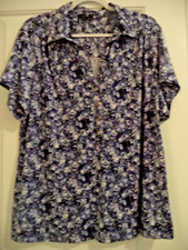 ALFANI Woman Pullover Top SS Black White & Shades of Blue 2X