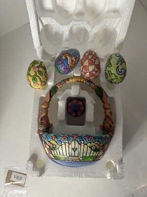 Jim Shore Hunting Eggs, Finding Joy Finding Joy Basket With 5 Eggs In Box 2006