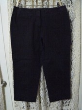 x J JILL WOMEN SIZE 14 34/25 BLACK CAPRIS-HIGH RISE-STRETCH-WIDE WAISTBAND-EUC
