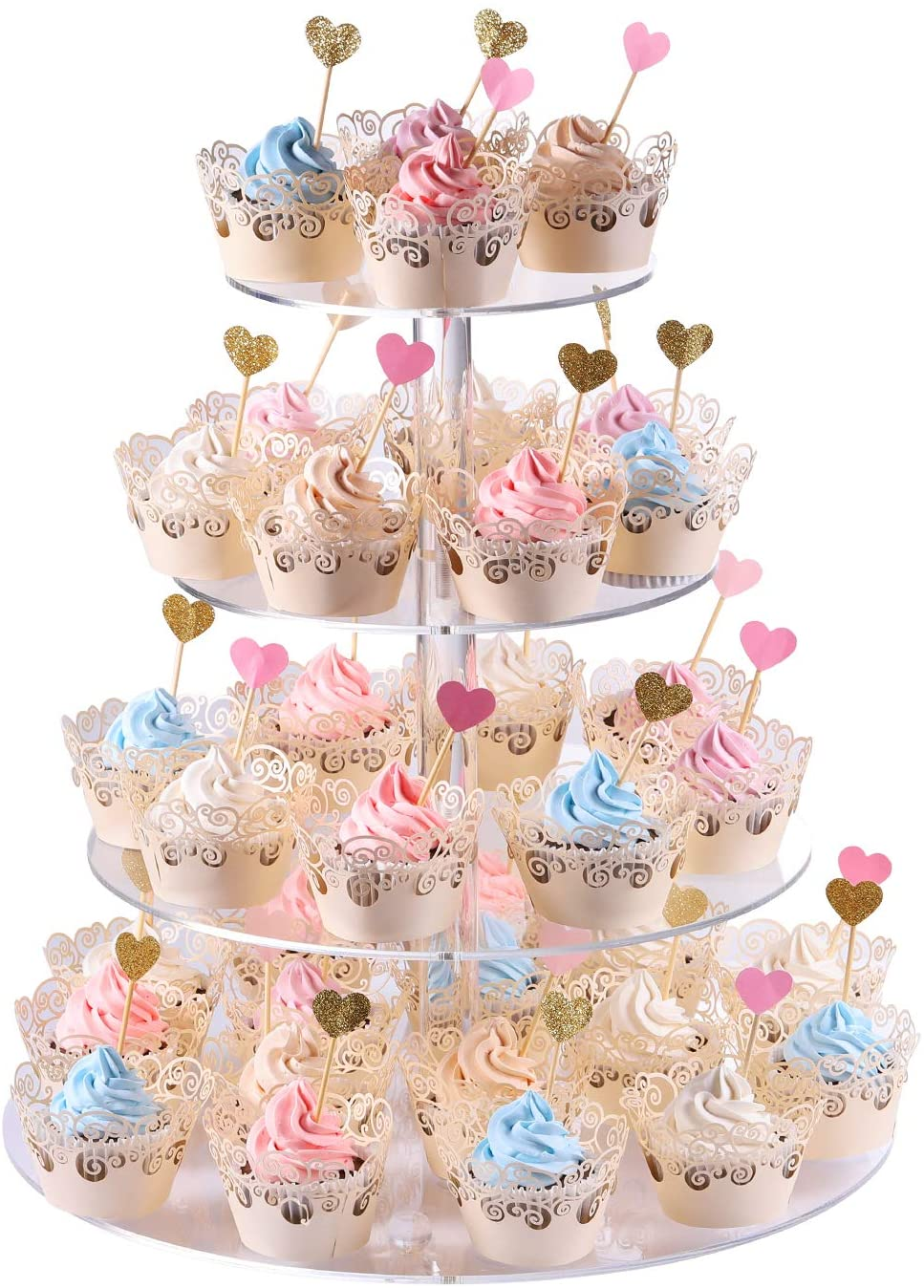 Cupcake Stand, 4-Tier round Acrylic Cupcake Display Stand Dessert Tower Pastry S-image