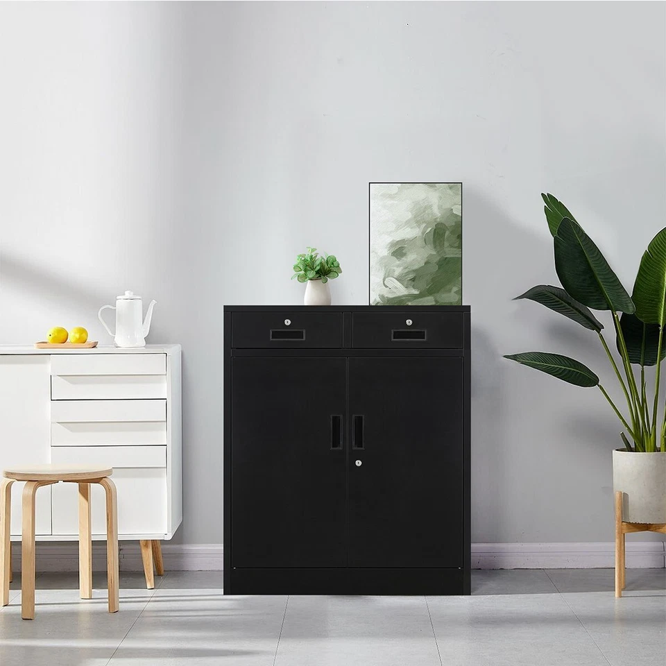 CJF Locking Metal Storage Cabinet with 2 Doors and Drawers for Office/Garage - Image 4 of 4