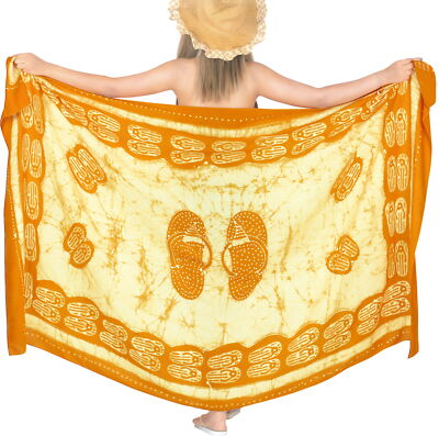 LA LEELA Rayon Bikini Cover Up Girls Pareo Sarong Batik 78''X42'' Gold_D204