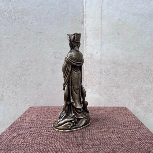 Antica vecchia statuina e statue cinese in rame la dea del mare dio Mazu - Foto 3 di 8