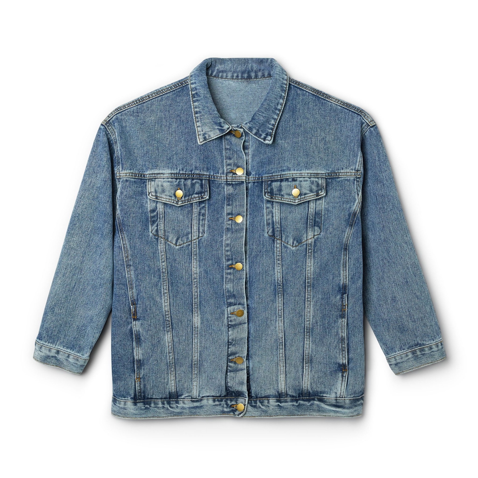 Denim Jacket, Yin Yang Logo at Back, Women's Jean Outerwear, Graphic Apparel,-image