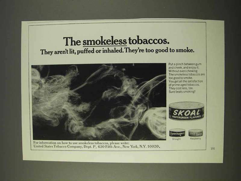 costless tobacco 1970 Skoal Tobacco Ad