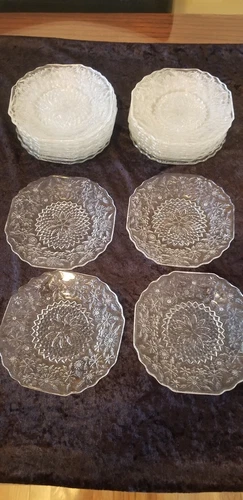 Indiana Glass Pineapple & Floral Clear 94 Pieces Available/Saucers Only