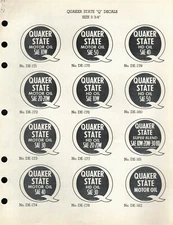 Vintage 1960's QUAKER STATE Jobbers DECAL "Q" SELL SHEET ADVERTISING 
