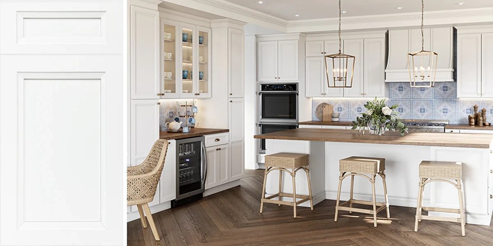 RTA Wood 10X10 Transitional Oxford White Kitchen Cabinets Bevel Door ...