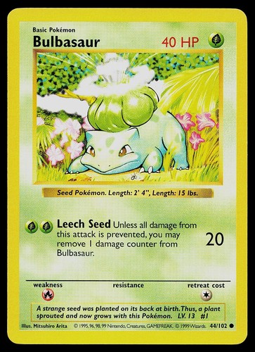 Bulbasaur 44/102 Base Set (Shadowless)