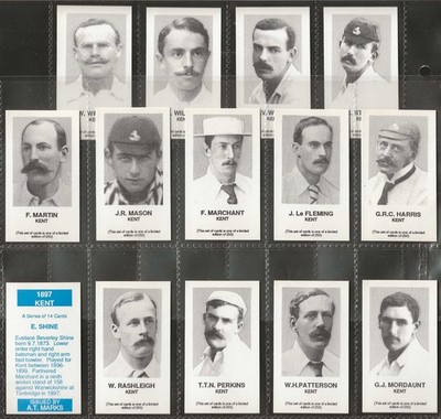 MARKS (A.T.) - FULL SET - CRICKETERS 1897 KENT 1990 (14 KARTEN) TOP+++