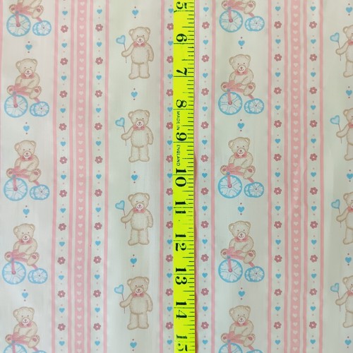 Vintage Unbranded Cream Teddy Bear Stripes Cotton/Poly Fabric 1yd-26" x 45" - Picture 3 of 7