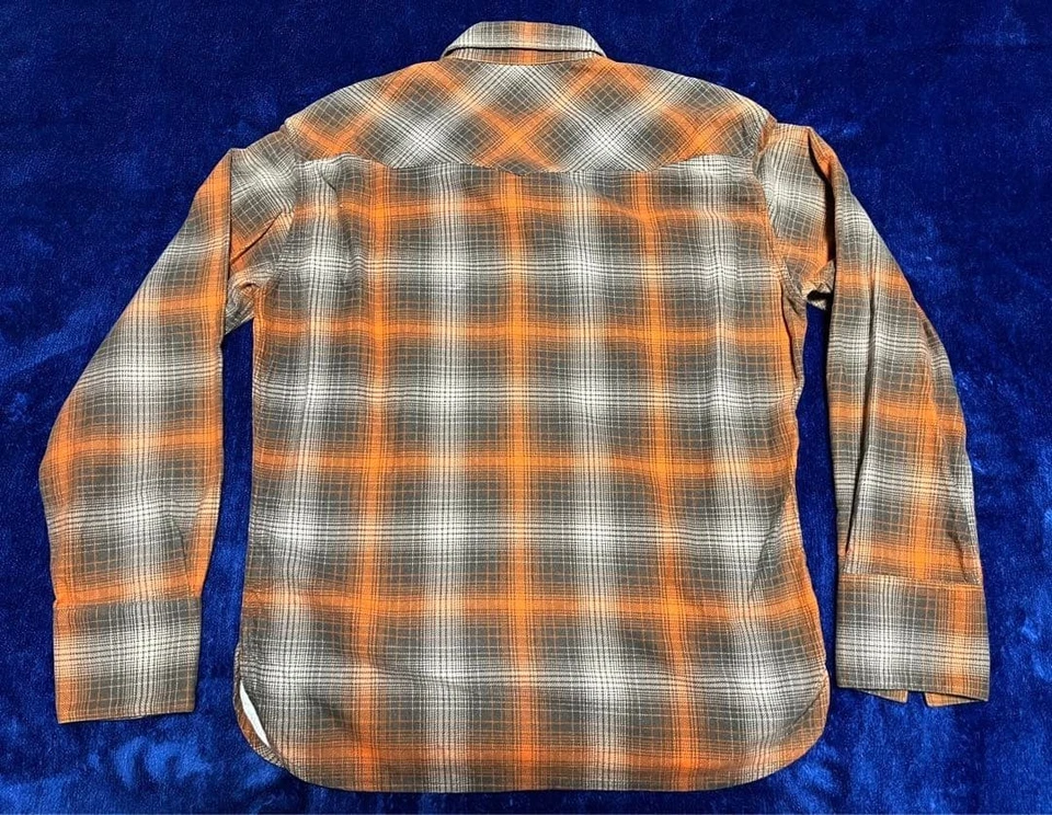 Camisa de franela THE FLAT HEAD Camisa Western en naranja y marrón talla 38/M Usada JP Foto 2 de 4