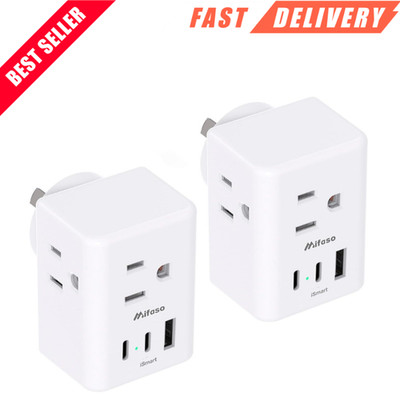 2 Pack Australia Plug Adapter, US to New Zealand Travel Plug, Type I Power Plug