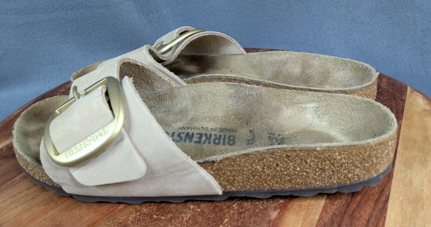Birkenstock Madrid Big Buckle Slide Sandals Ecru Size 6-6.5 Us/ 37 Eu S27