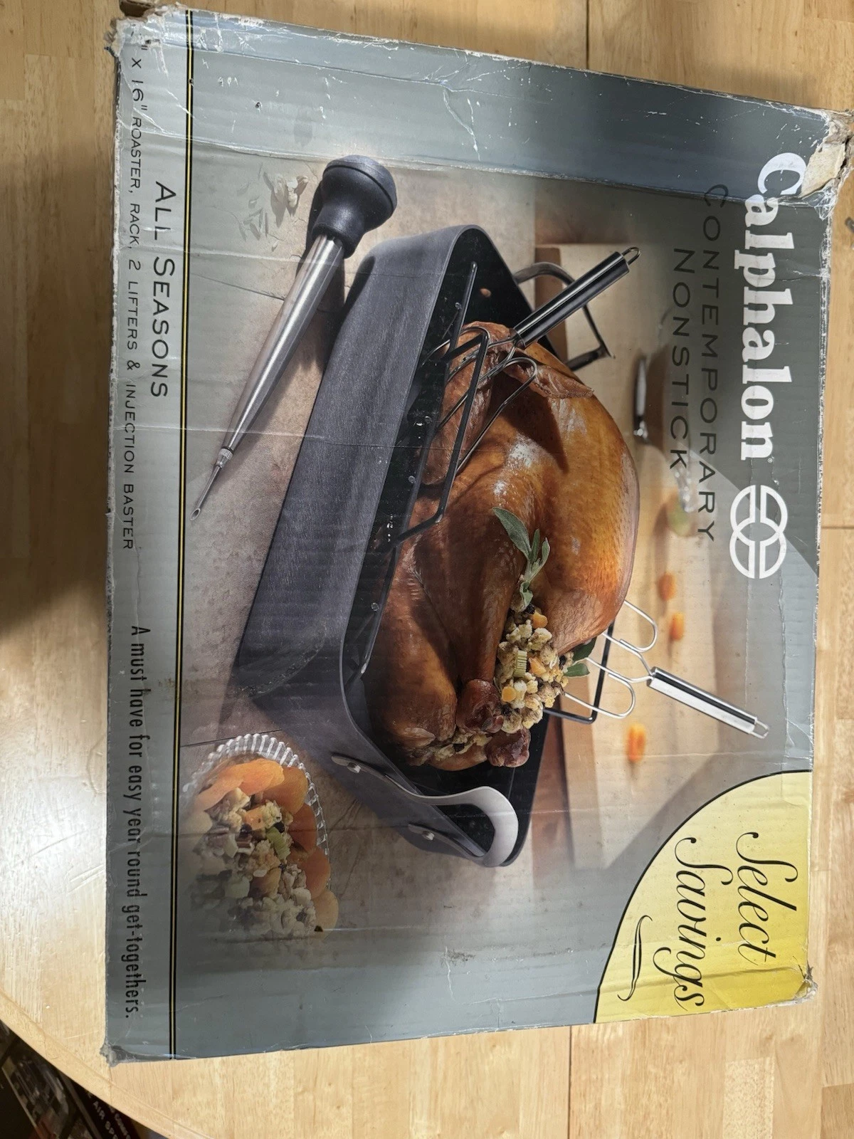 Calphalon Contemporary Nonstick Roasting Pan Rack Baster Set 13x16 New