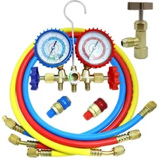 AC Manifold Gauge Set 3 Way R134A R12 R410A R22 R32 R404A Refrigeration Charging
