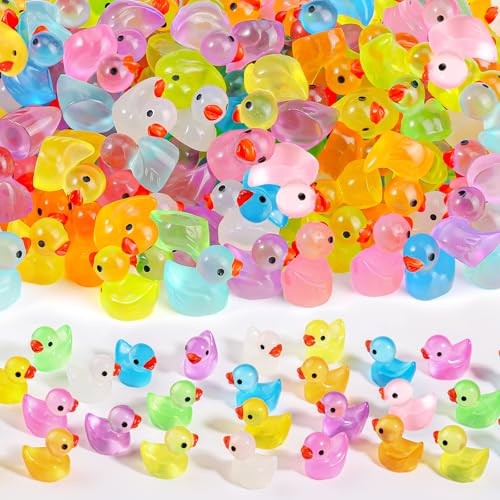 WIURGOHA 150PCS Mini Tiny Resin Ducks Little Miniature  Assorted styles 