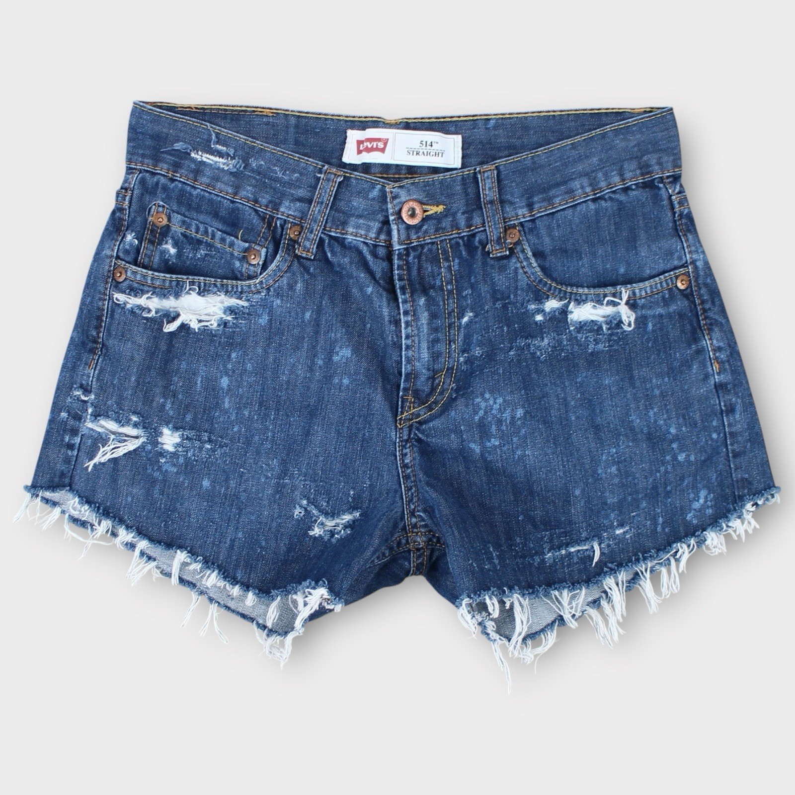 Levi’s 514 Distressed Cut Off Denim Shorts Blue Size 29 Frayed Hem