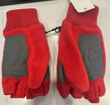 Gap Kids Medium Mitten Gloves Convertible Pop Top Fingerless Red Fleece Vintage