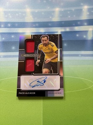 2020-21 Panini Obsidian Dual Jersey Ink Paco Alcacer Purple /75 Dortmund