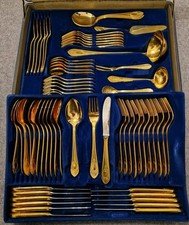 70 Piece SBS Bestecke Solingen 23/24k Gold Plated Dining Set In Original Box