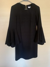Calvin Klein Black Sheath Dress With Trumpet Sleeves Size 4