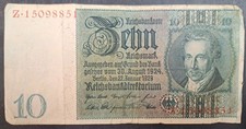 1929 Germany 10 Reichsmark P180a(1-1), Z.15098851.