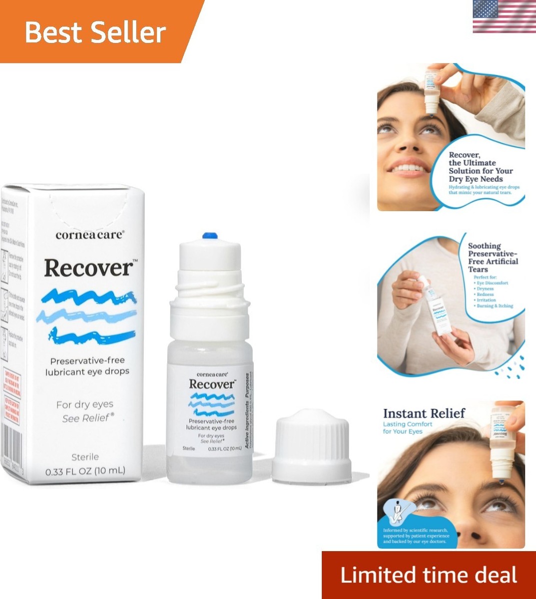 Recover Eye Drops: Hydrating, Preservative-Free Tears in 10 mL Bottle | eBay
