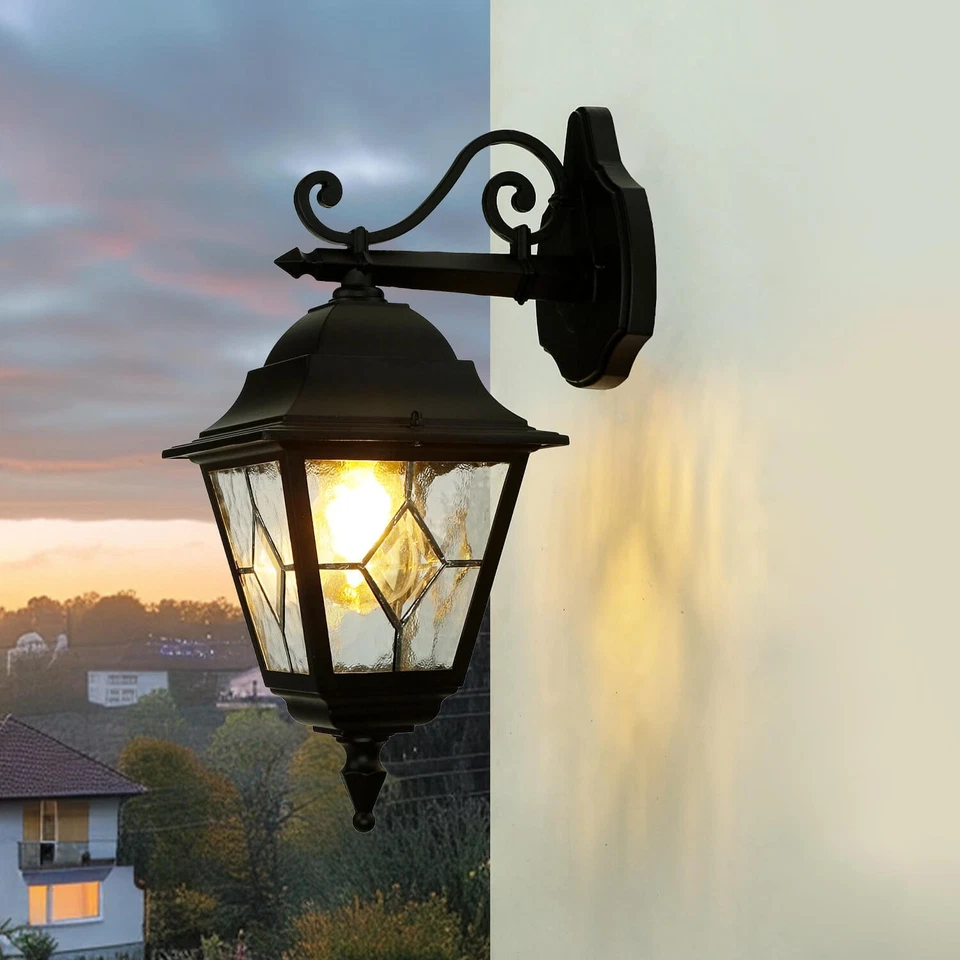 Außenwandleuchte Schwarz Metall IP43 Haustür Rustikal LEADWORTH Antike Hoflampe - Bild 3 von 4