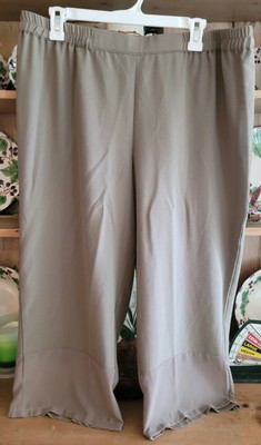 Linea By Louis Dell Olio Sage Brown Capri Pants Sheer Trim Petite Large Pull On