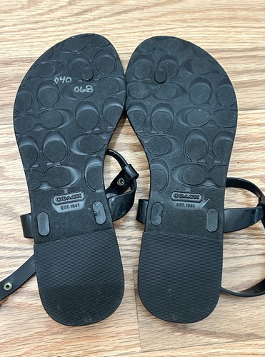 Coach Pansy Women Black Jelly Sandals Flats T-Strap Thong Flip Flops A0925 7B - Picture 6 of 6