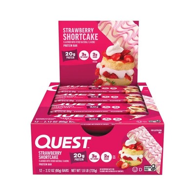 Quest Protein Bar Strawberry Shortcake 12x60g 06/26 + Samples