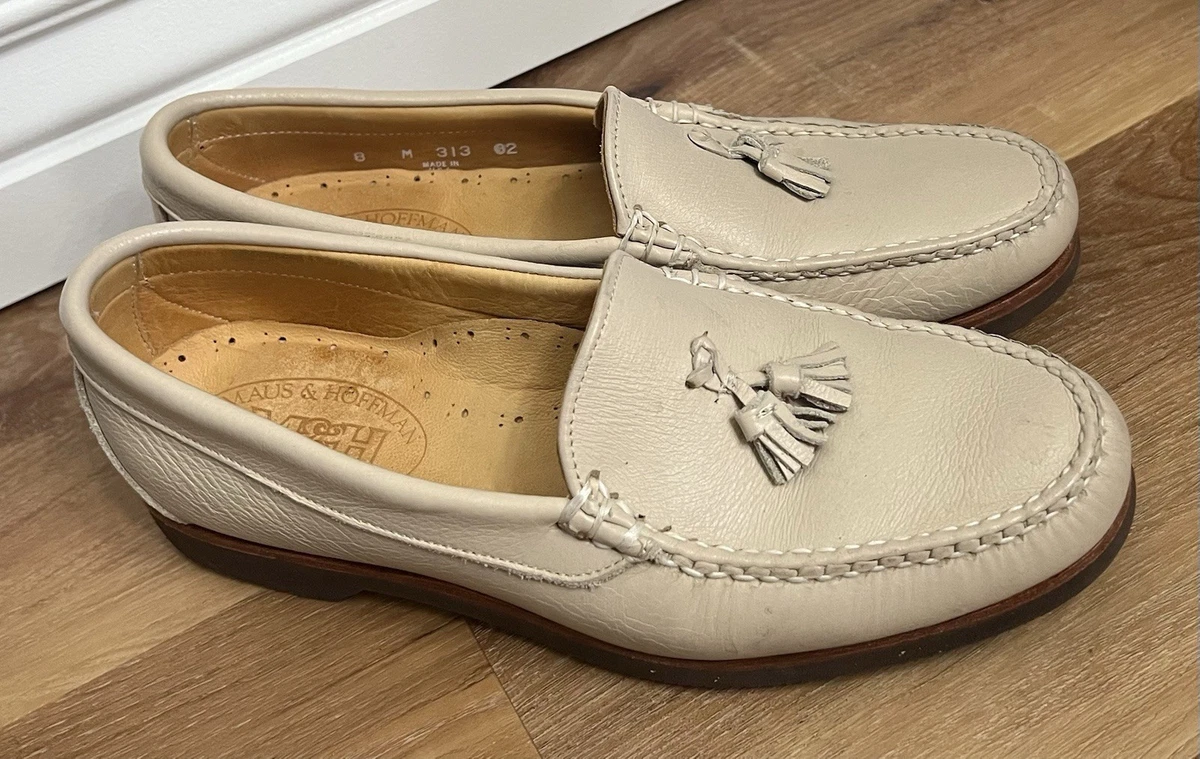 Maus & Hoffman 3196 Mens 9 (W) Tasseled White Leather Loafers Slip On Boat Shoes LOAFERS BOAT IN WHITE main image 4