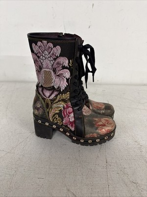 L'Artiste by Spring Step ''Dannie Leather Lace Up Zip Lug Sole 36