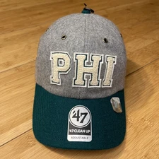 '47 Stoney Clover Lane Philadelphia Eagles Letterman Retro Gray Wool Strap Hat
