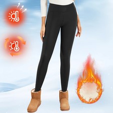 Women s Fleece-Lined Thermal Leggings Thick Warm Winter Stretch Pants