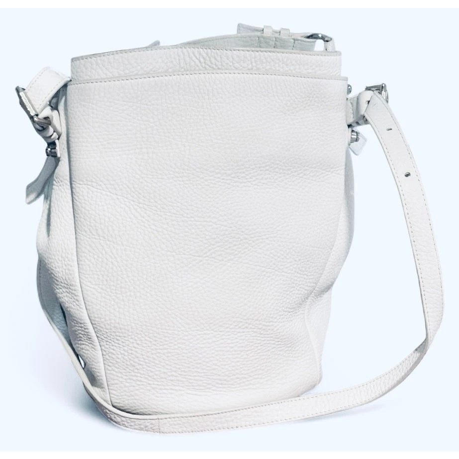 Alexander Wang Authentic Large Rocco White Leather Studded Bucket Bag - Image 3 of 4