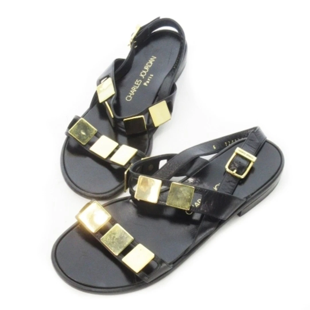 Charles Jordan JOURDAN sandalo cinturino slingback pelle metallo placca 6 23 0 cm