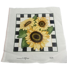 Napier Sunflowers Hand Painted Needlepoint Canvas Started Finish Me