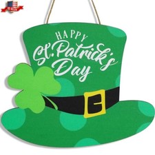 St. Patrick's Day Wreath with Shamrock and Green Hat Decoration