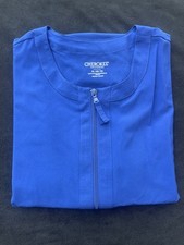 Lot of 2 Cherokee Blue Long Sleeve Zip Up Scrub Top Medical Uniform XL