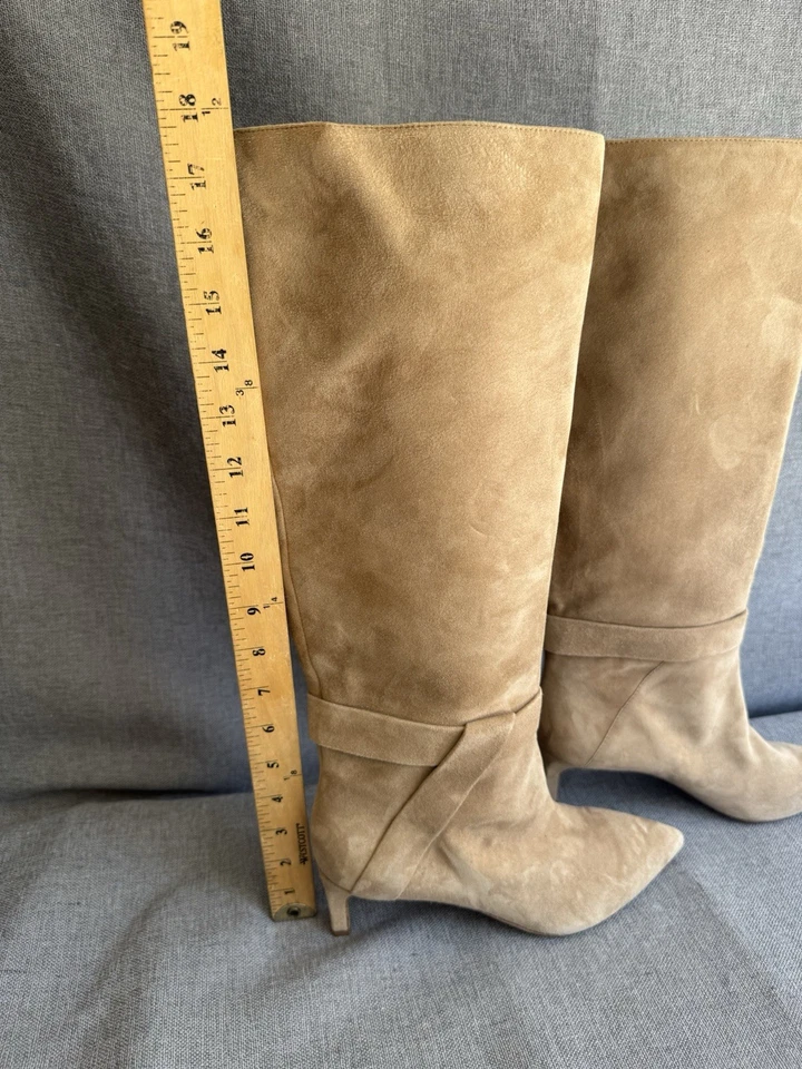 Banana Republic Италии бежевый Torri высокий замши кожаные ботинки Sz 7 низкий каблук - Изображение 2 из 4