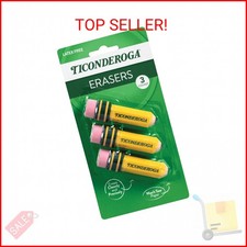 TICONDEROGA  Erasers, Pencil Shaped, Yellow, 3 ct 38953 