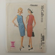 Vintage 1963 McCall s 6809 Sheath Dress Sewing Pattern Uncut Size 14 Bust 34