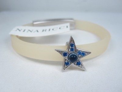 Nina Ricci Rhodium Plated White Silicone Bracelet with Enamel - 8913
