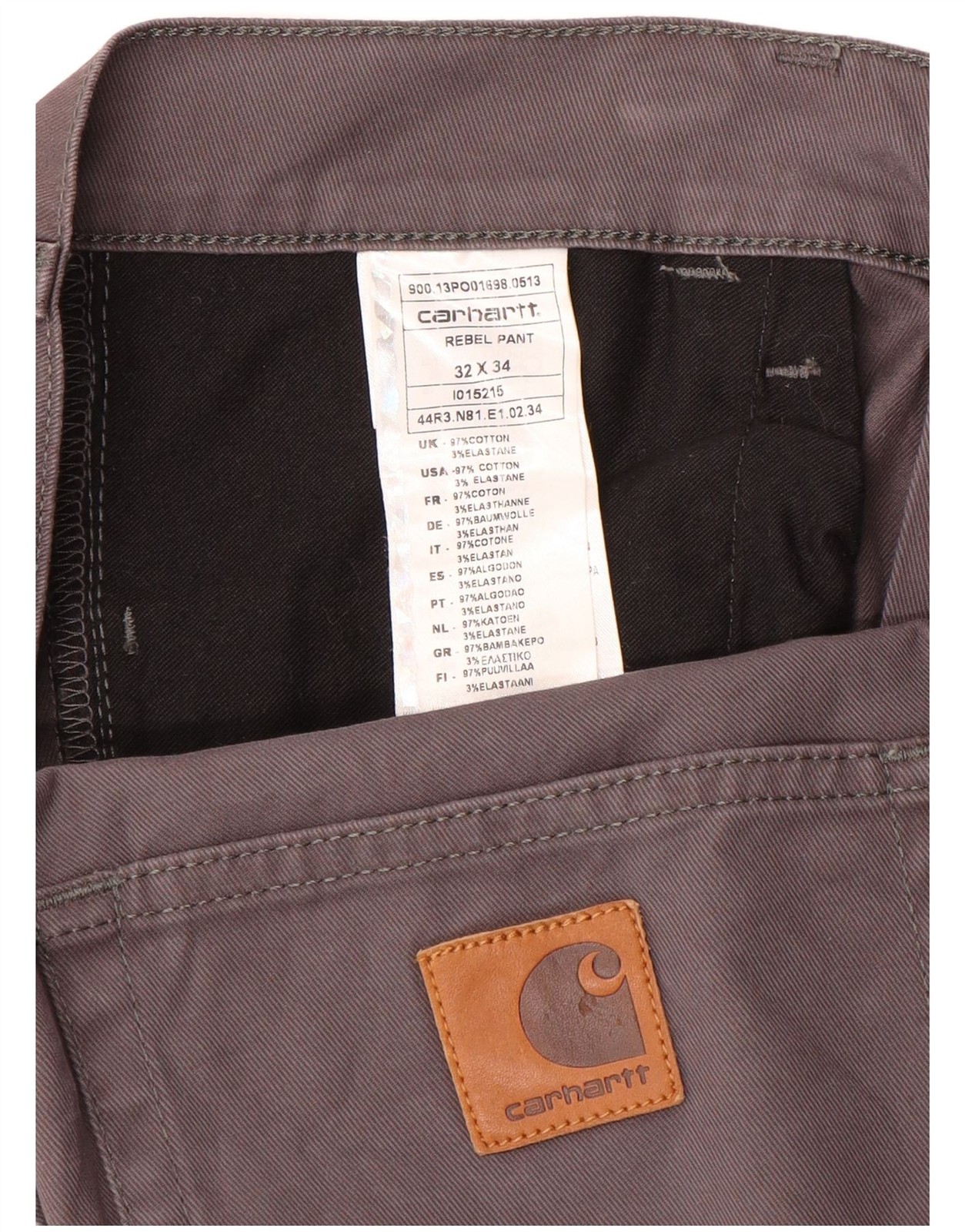Carhartt Mens Slim Casual Trousers W32 L34 Grey Cotton AO14 thumbnail 3