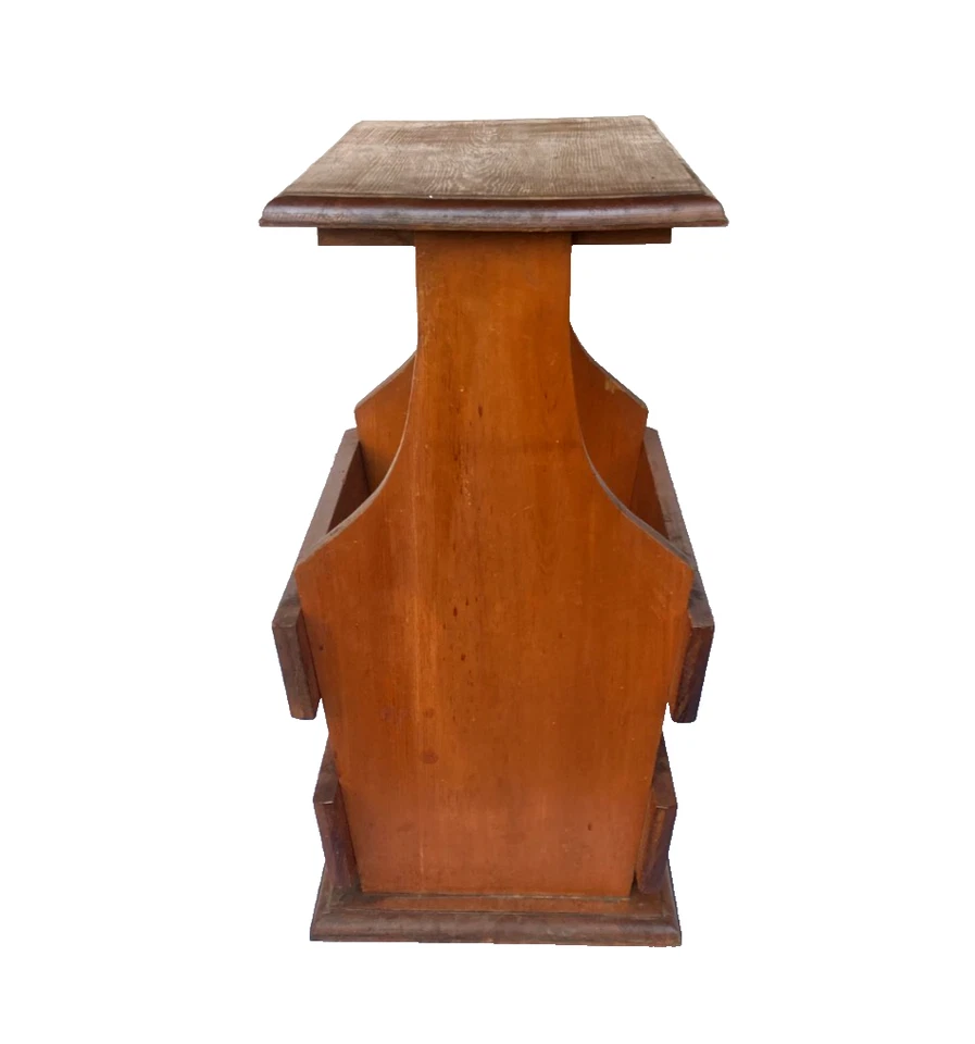 Mesa auxiliar vintage de madera maciza con acabado de arce con estante para revistas de libros - ¡Bonita!! Foto 2 de 4