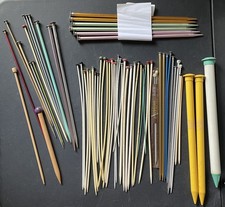 Vintage Aluminum Plastic Wood Knitting Needle Lot 24 Sets 15 Singles
